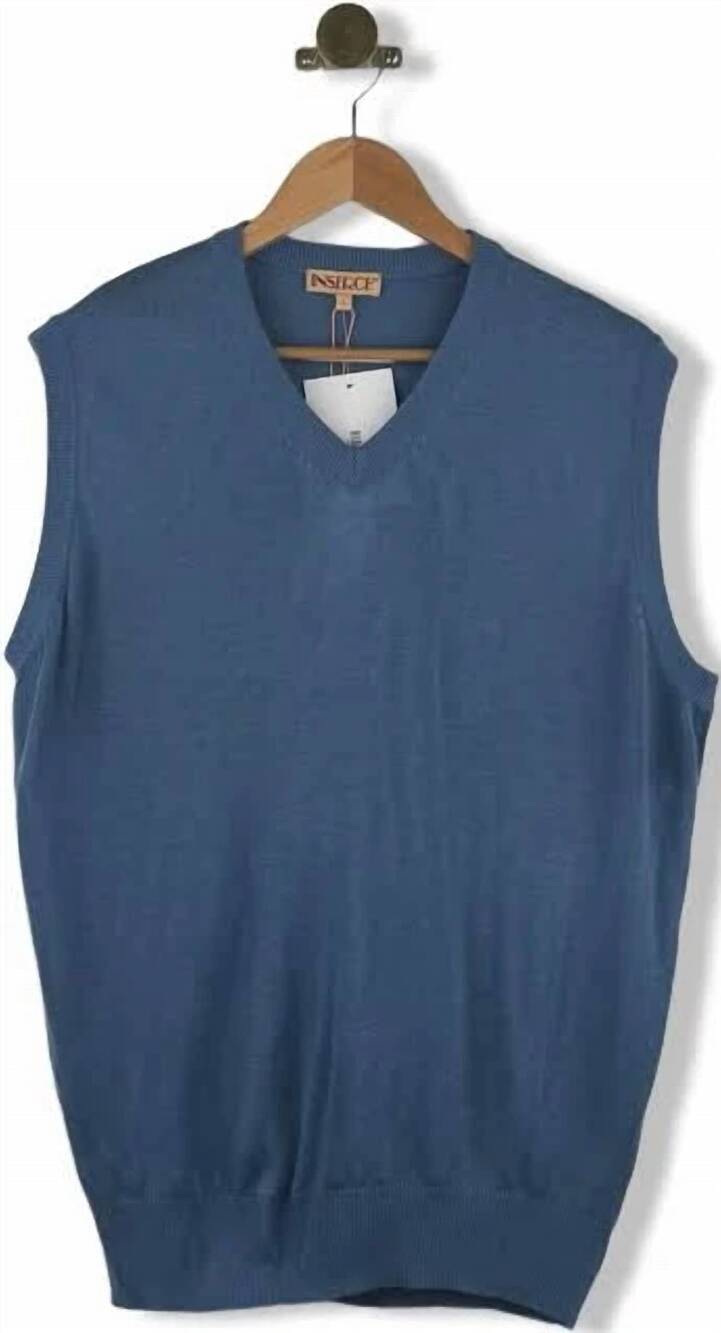 NEW INSERCH men's v-neck sweater in navy blue